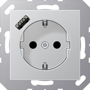 JUNG, Stopcontacten, A1520-18AAL met USB type A wandcontactdoos SCHUKO