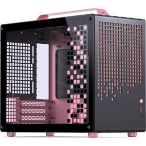 Jonsplus MATX Handgreepkoffer Z20 - Zwart-Roze (mATX, Mini-ITX), PC-behuizing, Zwart, Roze, Transparant