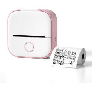 Phomemo T02 Standaard Bluetooth Thermische Printer Roze, Ontvangstbewijs printer, Roze, Wit