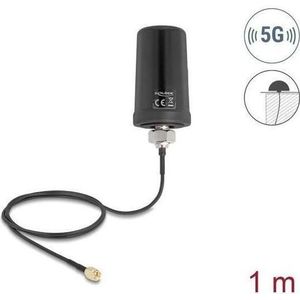 Delock 5G LTE GNSS WiFi 6 Antenne SMA Stecker 1,1 - 4,0 dBi (5G, GPS, WiFi), Netwerkantenne