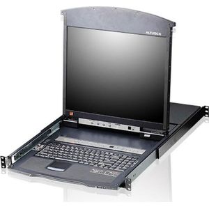 Aten KL1508AN FR Cat.5 KVM-switch 8-poorts, 19" LCD, dual rail, FR layout, KVM schakelaars, Zwart