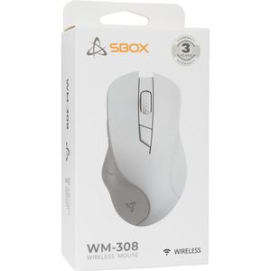 Sbox Computer mouse WM-308 White (Draadloze), Muis, Wit