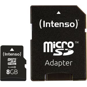 Intenso microSD Class 10 (8 GB, microSDHC, U1), Geheugenkaart, Zwart