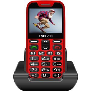 Evolveo EasyPhone XR, mobilní telefon pro seniory s nabíjecím stojánkem, červená (2.30", 0.30 Mpx), Sleutel mobiele telefoon, Rood