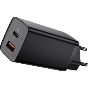 Baseus GaN2 Lite SnelladerC+U 65W EU Zwart (65 W, Snel opladen), USB-lader, Zwart