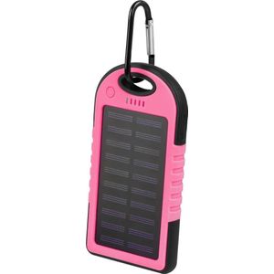 Setty Powerbank met Zonnecel Opladen 5000 mAh - Roze (5000 mAh), Powerbank, Roze