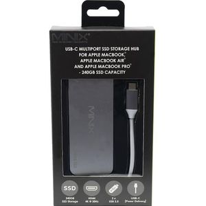 Minix NEO-S2GR USB-C multiport adapter met 240 GB solid state drive (SSD) meegeleverd (0.24 TB), Externe SSD