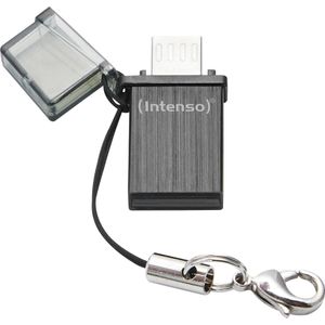 Intenso Mini mobiele lijn (16 GB, USB A, Micro USB, USB 2.0), USB-stick, Zwart