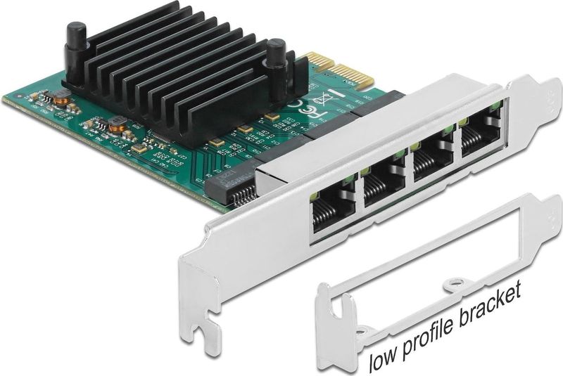 Delock PCI Express kaart (PCI-E x1), Netwerkkaarten, Zwart, Groen