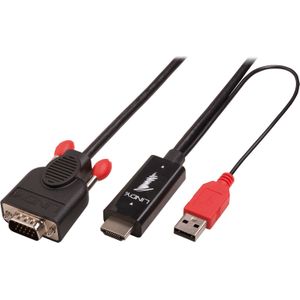 Lindy HDMI (type A) - VGA (1 m, HDMI, VGA), Videokabel