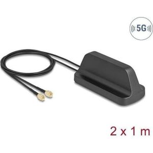 Delock 5G LTE GNSS WiFi 6 MIMO Antenne 2 x SMA Stecker 2,1 - 3,0 dBi omnidirekti (5G), Netwerkantenne