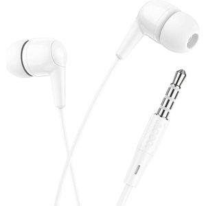 Hoco Wired headphones wire earphones Jack 3,5 mm with microphone M97 white (Bedraad), Koptelefoon, Wit