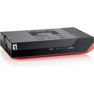 LevelOne GSW-0507 netwerk-switch Unmanaged Gigabit Ethernet (10/100/1000) Zwart, Rood