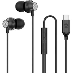 Forever wired earphones EP-02 USB-C black (Bedraad), Koptelefoon, Zwart