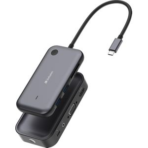 Verbatim USB-C draadloze beeldschermadapter 1080P met hub WDA-01 (USB B), Docking station + USB-hub, Zwart