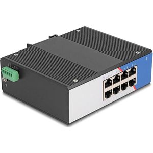 Delock Industrie Gigabit Ethernet Switch 8 Port RJ45 für Hut (8 ports), Netwerkschakelaar, Zwart