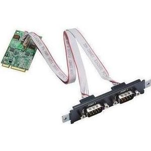 Moxa CP-102N-T - 2-poorts RS-232 Mini PCI Express seriële kaart, bedrijfstemperatuur van -40 tot 85C, Controlekaart