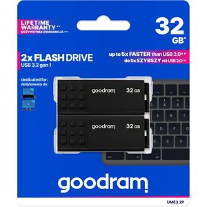 Goodram 2-PACK UME3-0320MXR11-2P USB flash drive 64 GB USB Type-A 3.2 Gen 1 (3.1 Gen 1) Zwart, Rood, Wit, Geel