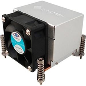 Dynatron K666 Intel CPU-koeler 2U LGA1150/-51/-55/-56 koperen koelplaat aluminium vinnen actief met PWM (64 mm), Processorkoeler, Zwart