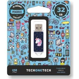 Tech One Tech TECH1TECH Unicornio droom USB stick 32 GB USB Type-A 2.0 Blauw (32 GB, USB-A), USB-stick, Blauw
