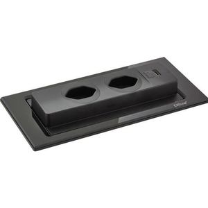 Evoline, Stopcontacten, BackFlip, Glas, zwart, 16A