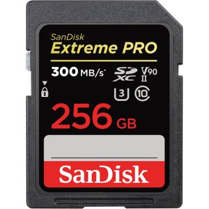 SanDisk Extreme Pro (SDXC, 256 GB, U3, UHS-II), Geheugenkaart, Zwart