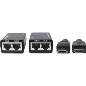 Manhattan HDMI Cat5e/Cat6 Extender (Ontvanger en Zender modules) (30 m, HDMI), Videokabel