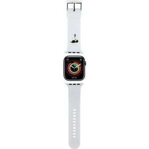 Karl Lagerfeld Pasek KLAWLSLKNH Apple Watch 42/44/45mm biały/wit bandje 3D Rubber Karl Head (45 mm, 44 mm, 42 mm), Horlogebandjes, Wit