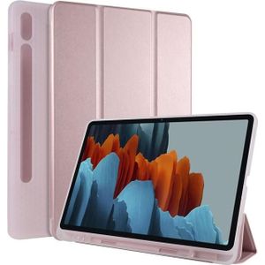 MU Classic Drievoudige opvouwbare hoes met stylushouder (Galaxy Tab S7), Tablethoes, Roze