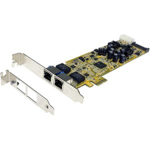 Exsys PCI-EXPRESS Dubbele Ethernetkaart 2xG. 2xGigabit Poorten, LP Beugel, met PoE (RJ45), Netwerkkaarten, Zilver