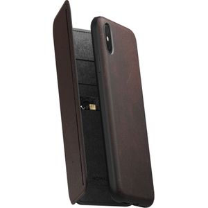 Nomad Tri-Folio Leer Rustico Bruin (iPhone XS Max), Smartphonehoes, Bruin