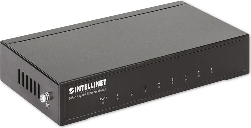 Intellinet - 8-Port Gigabit Ethernet Switch - Zwart - Metalen Behuizing, Ondersteunt Jumbo Frames