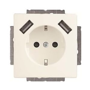 Busch-Jaeger - SCHUKO-2x USB-Oplaadstopcontact - Wit - 2-polig - Voor Binnengebruik