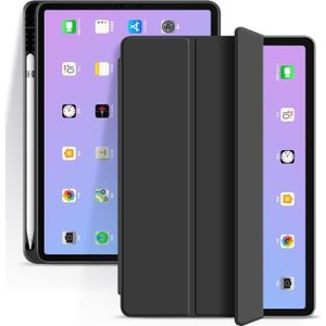 eSTUFF Pencil case iPad 10.2 2019/2020/2021 Black. PU leather front with soft TPU back and pencil s (IPad 10.2 (2021), iPad 10.2 (2020)), Tablethoes, Zwart
