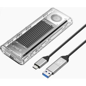 Orico TCM2-G20 M.2 NVME USB-C 3.2 20Gb/s harde schijf - Zilver/Transparant (M.2), Harddisk behuizing, Transparant, Zilver