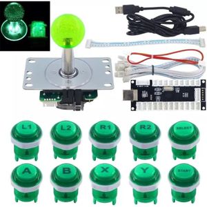 NoName Arcadeknoppen en joystick met LED-achtergrondverlichting - Groen (Raspberry Pi 3), Accessoires voor spelcomputers, Groen