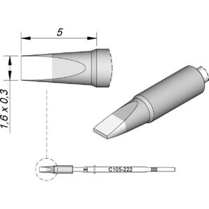 JBC Soldeerstift serie C115, beitelvorm, C115222/1,6 x 0,3 mm, recht, Hoogthermisch, Soldeer accessoires