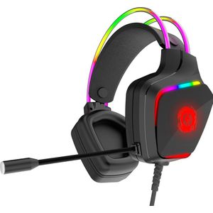 Canyon GH-9A, Darkless gaming headset, USB / 2x 3.5mm jack, 2m cable, multicolor RGB backlight, black (Bedraad), Gaming headset, Zwart