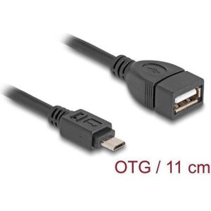 Delock USB 2.0 OTG-kabel type Micro-B stekker naar type A aansluiting (0.11 m, USB 2.0), USB-kabel