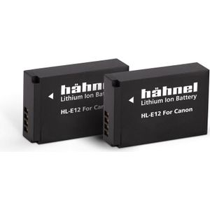 Hähnel HL-E12, accu voor 2 camera's vervangt originele accu LP-E12 7,2 V 850 mAh, Stroomvoorziening voor de camera, Zwart