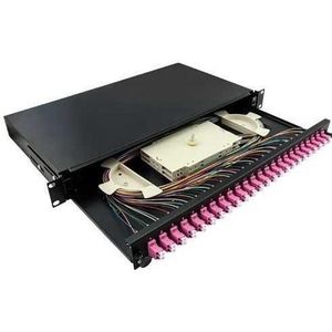 LogiLink 19"" Komplett bestückte Spleissboxen LC-DX 24 Port, Multi Mode OM4, 1HE, schwarz,  (F24LC4B), Accessoires voor serverkasten, Zwart