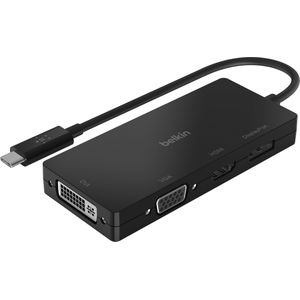 Belkin Multiport (HDMI, DP, VGA, DVI, 24.70 cm), Data + Video Adapter, Zwart