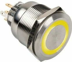 DimasTech - Vandalisme Schakelaar/Knop - Zilver - 25mm - RGB LED Ring