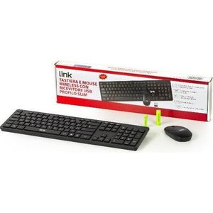 Link Italiaans toetsenbord en draadloze muis (IT), Toetsenbord, Zwart