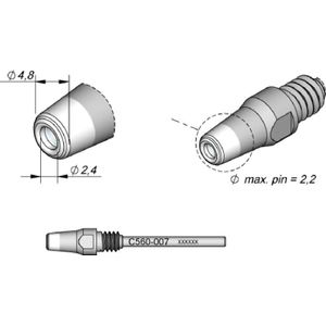JBC Desoldeerstift serie C560, C560007/Ø 2,4 mm, 4,8 mm, pin cleaning (Desoldeerset), Soldeer accessoires