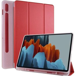 MU Classic Drievoudige opvouwbare hoes met stylushouder (Galaxy Tab S7), Tablethoes, Rood