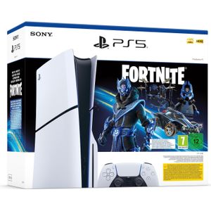 Sony PlayStation 5 Slim Disk Edition - Fortnite Cobalt Star Bundel, Spelcomputer, Wit, Zwart