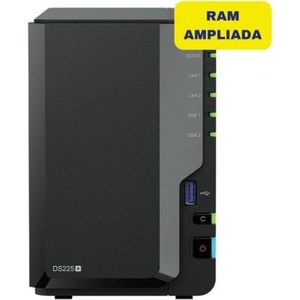 Synology NAS-Netzwerk-Speicher DS225+/6G Intel Celeron Schwarz, Netwerkopslag, Zwart