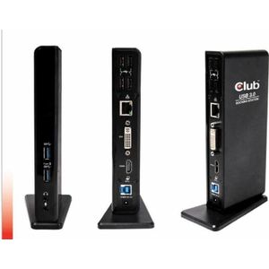 Club 3D CSV-3242HD (USB B), Docking station + USB-hub, Zwart