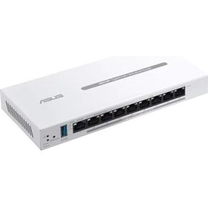 ASUS EBG19P - Bekabelde Gigabit PoE+ VPN-router - Wit - 8 PoE-poorten - Tot 3 Ethernet-poorten WAN